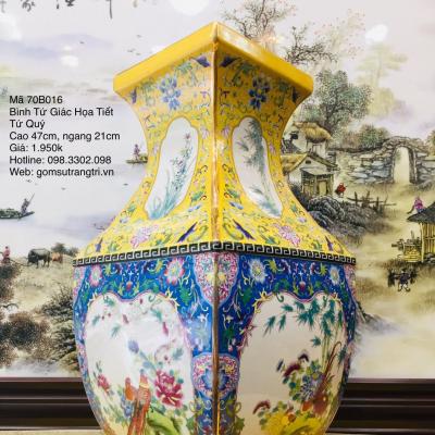 BÌNH TỨ GIÁC HỌA TIẾT TỨ QUÝ